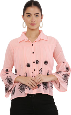 REESE Casual Embroidered Women Pink Top