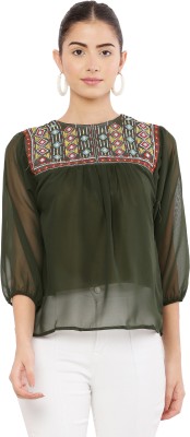 womenish Casual Embroidered Women Multicolor Top