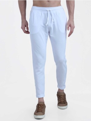 Satsukrat Solid Men White Track Pants