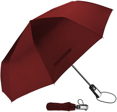 Lengloy Automatic Open Men/Women UV Plain Sun & Rain Umbrella Monsoon/Rainy & Sun Umbrella(Maroon)