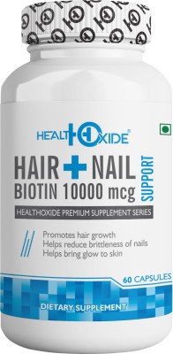 HEALTHOXIDE Biotin 10000 mcg Supports Healthy Hair Skin and Nail – 60 Veg Capsules(60 No)