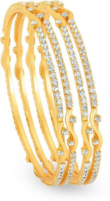 SGA FASHION Brass Diamond Gold-plated Bangle Set(Pack of 4)