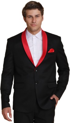 TAHVO Solid Single Breasted Party Men Blazer(Black)