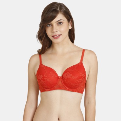 Rosaline By Zivame Women T-Shirt Lightly Padded Bra(Red)