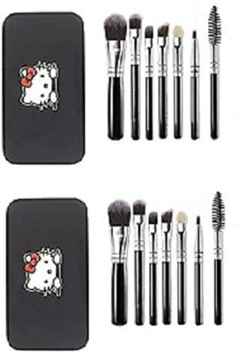 Lusty soul BLACK MINI MAKEUP BRUSH SET OF 7 BRUSHES ( SET OF 2)(Pack of 7)