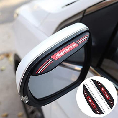 LAVITRA 2 pcs Mirror Rain Sporty Rubber Rearview Side Mirror Rain Eyebrow Visor Guard Car Mirror Rain Blocker(Black)