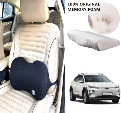 Oshotto Black Memory Foam Car Pillow Cushion for Hyundai(Square, Pack of 1)