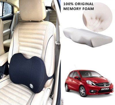 Oshotto Black Memory Foam Car Pillow Cushion for Honda(Square, Pack of 1)