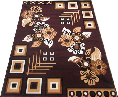 R CARPETS Brown Silk Carpet(5 ft,  X 7 ft, Rectangle)