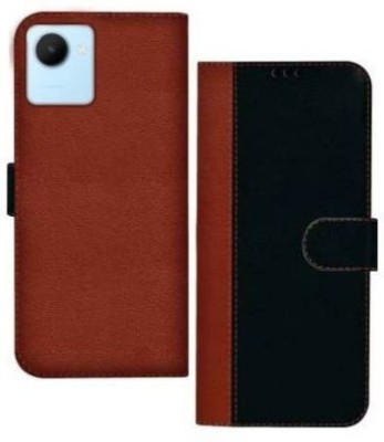 YuniKase Back Cover for Realme C30 back glass(Black, Brown, Dual Protection, Pack of: 1)