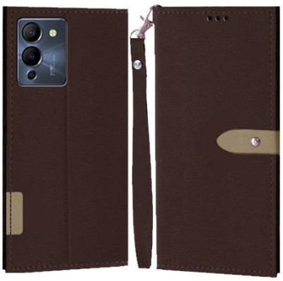 Ideogram Flip Cover for Infinix Note 12 Turbo(Brown, Shock Proof, Pack of: 1)