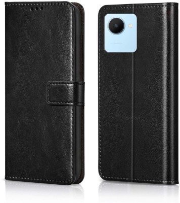 Flocculent Flip Cover for Realme C30, Realme C30s, Realme Narzo 50i Prime(Black, Shock Proof, Pack of: 1)