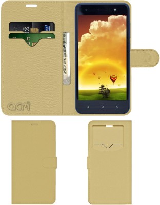 ACM Flip Cover for Lava Iris 51(Gold, Cases with Holder, Pack of: 1)