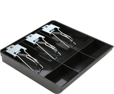 divinezon ABS Metal Cash Drawer, 3 Cash and 3 Coin Organizer Cash Box(6 Compartments)