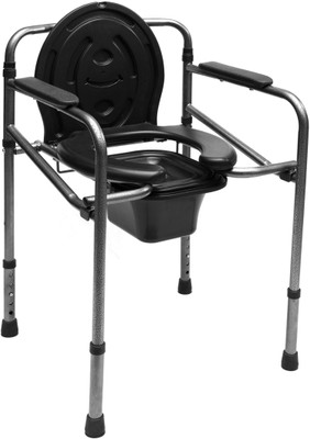 Expertomind Foldable and Height adjustable Commode Chair For Disabled Man & Pregnant Woman Commode Chair(Black)