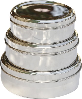 Anny Steel Utility Container  - 3800 ml(Pack of 3, Silver)