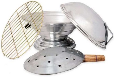 Jai Ambe Dal Bati maker Baking Oven, 25 cm X 25 cm X 35 cm, 1 Piece, Silver Gas Tandoor, Barbecue Grill Food Steamer Induction Bottom Non-Stick Coated Cookware Set(Aluminium, Steel, 1 - Piece)