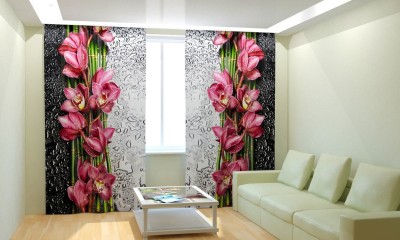 V21 DECOD 274 cm (9 ft) Polyester Room Darkening Long Door Curtain (Pack Of 2)(Floral, White)