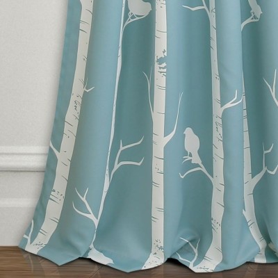 Ever Shine 154 cm (5 ft) Polyester Room Darkening Window Curtain (Pack Of 2)(Floral, Sky Blue)