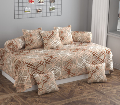 HIDECOR Polycotton Geometric Diwan Set(Grey)
