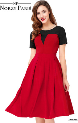 Fashion Tex Women Fit and Flare Red Knee Length Dress