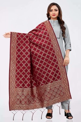 MAHAVEER BOUTIQUE Art Silk, Jacquard Checkered Women Dupatta