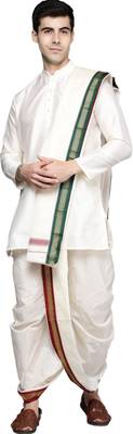 MANYAVAR Men Kurta, Dhoti & Dupatta Set