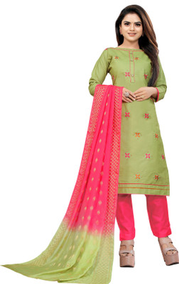 Vedant Vastram Cotton Blend Embroidered Salwar Suit Material