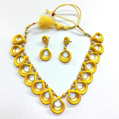 Akibuki Terracotta Yellow Jewellery Set(Pack of 1)