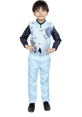 VALUE CREATION Boys Party(Festive) Shirt Trouser(Sky Blue)