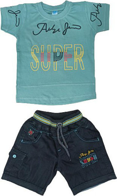 FASHION BOY Baby Boys Casual T-shirt Shorts(TERQUISE BLUE)