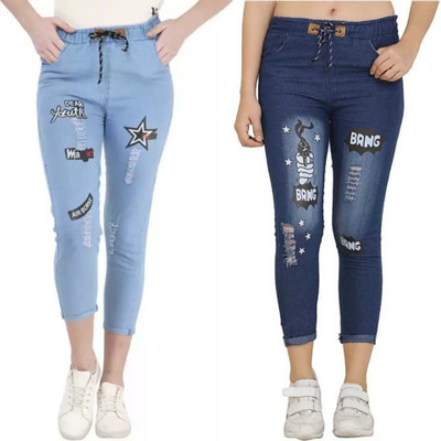 Dewdesign Jogger Fit Girls Multicolor Jeans(Pack of 2)