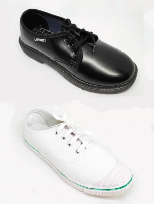 LOOKKS Boys & Girls Lace Oxford Shoes(Black)