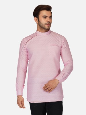 Freestyle fashion Men Solid Straight Kurta(Pink)