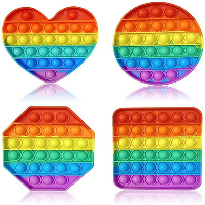 LONGMIRE Pop It Fidget Toys,Push Pop Bubble Fidget Sensory Toy (4 Pcs)(Multicolor)