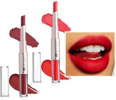 REIMICHI Lip Duo Matte Finish & Kiss Proof Red & Maroon Lipstick with Liquid Lipstick(red, maroon, 17 g)