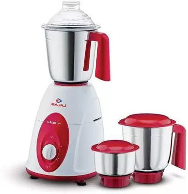 BAJAJ Classic Classic 750 W Mixer Grinder 20000 RPM 750 Mixer Grinder (3 Jars, White, Maroon)
