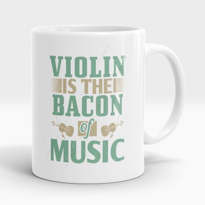 LASTWAVE violin is the bacon of music, Violin Design Graphic Printed Coffee Ceramic Coffee Mug(325 ml)