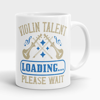 LASTWAVE violin talent loading...please wait, Violin Design Graphic Printed Coffee Ceramic Coffee Mug(325 ml)
