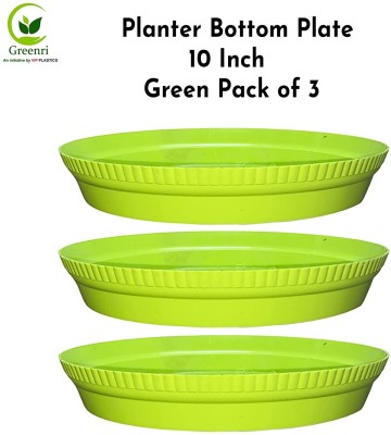 Greenri - An initiative by VIP PLASTICS Heavy Duty Plastic Round Planter Pots Base Bottom Drip Tray Saucer (10 Inch) Plant Container Set(Pack of 3, Plastic)