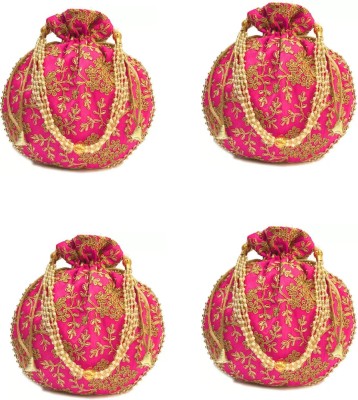 eFashionDeals Embroidery Fashionable Potli Purse Magenta PO4 Potli(Pack of 4)