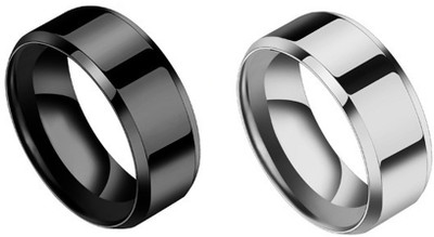 Ruhi Collection Combo of Stainless Steel Ring Titanium Band Matty Stainless Steel Titanium Plated Ring