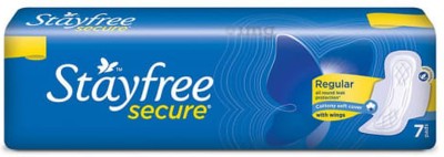 STAYFREE Secure Cottony Soft Cover With Wings Regular - 7 Counts Sanitary Pad Sanitary Pad(Pack of 7)