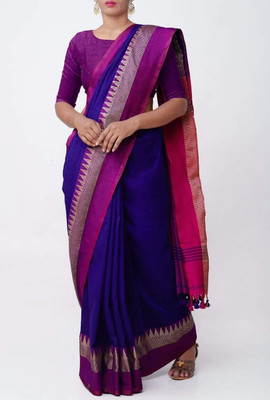 Pronab Printed Handloom Pure Cotton Saree(Multicolor)