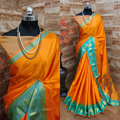 Ruhabs Woven Banarasi Pure Silk Saree(Mustard)
