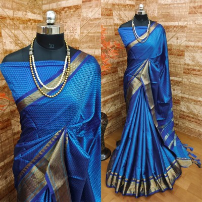 Ruhabs Woven Banarasi Pure Silk Saree(Dark Blue)