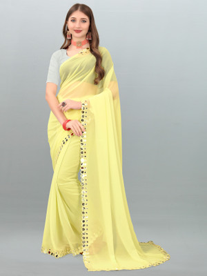 The Fashion Tax Embellished Bollywood Georgette Saree(Yellow)