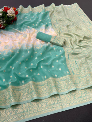 Rizanx Woven Jamdani Cotton Silk Saree(Multicolor)