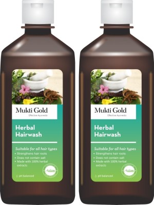 AXIOM Mukti Gold Herbal Hair Wash Pack of 2 | Shampoo for Long & Strong(800 ml)