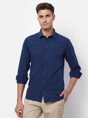 CANTABIL Men Solid Casual Dark Blue Shirt